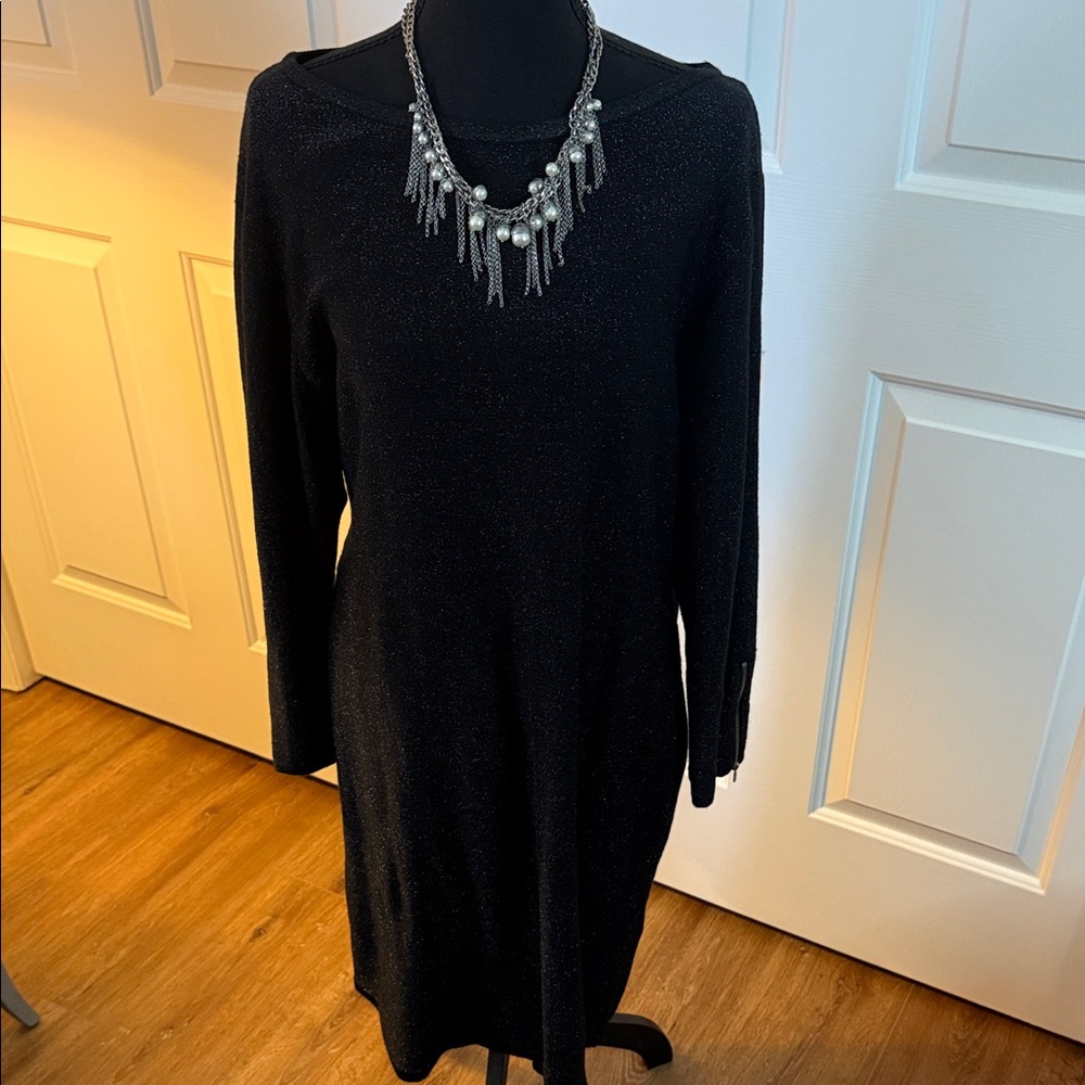 3/$20 Elegant Black Dress with metallic accents XL Party Holiday LBD Cocktail